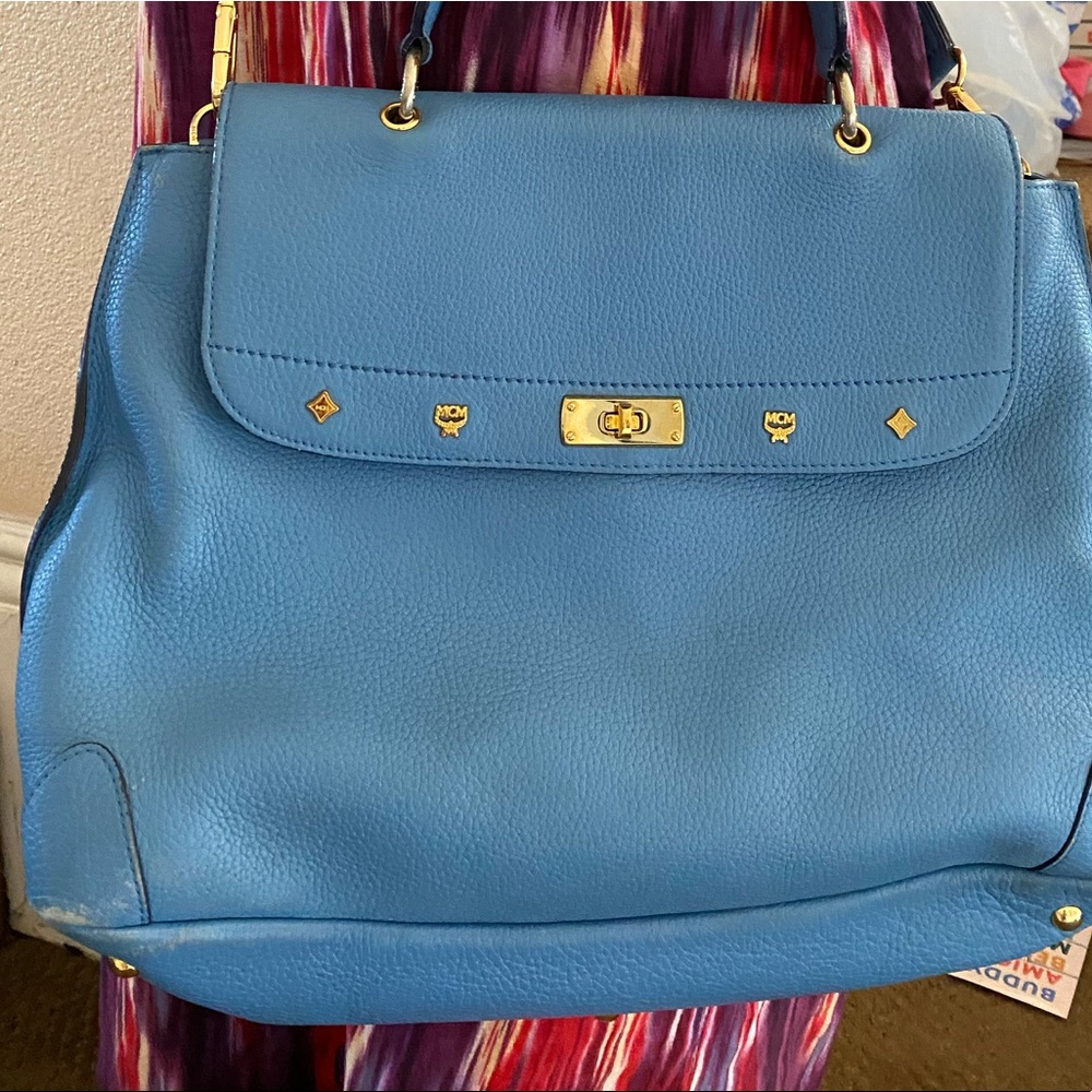 MCM First Lady Satchel Crossbody Bag in Blue